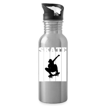 Skateboard Silhouette Skater Geschenk Cooles Shirt - Trinkflasche mit integriertem Trinkhalm - Lightsilver - Rechts