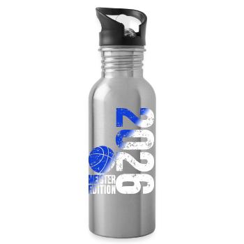 Basketball Master Shirt 2026, blue white - Water bottle with straw - silver - Right