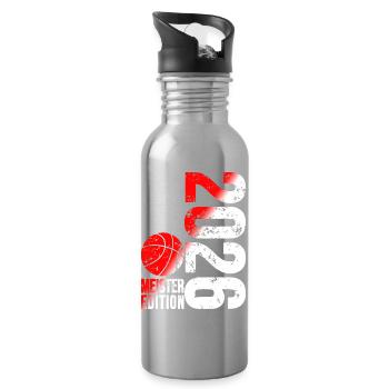 Basketball Master Shirt 2026, red white - Water bottle with straw - silver - Right