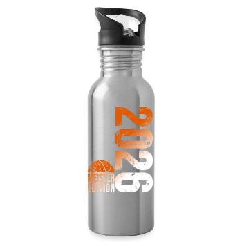 Basketball Meister Shirt 2026, Orange weiß - Trinkflasche mit integriertem Trinkhalm - Lightsilver - Rechts