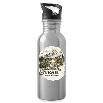 Find Your Trail | Hiking Design - Trinkflasche mit integriertem Trinkhalm - Lightsilver - Rechts