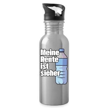 Meine Rente ist sicher - Trinkflasche mit integriertem Trinkhalm - Lightsilver - Rechts