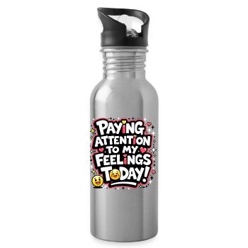 Watch out for my emotions today - Water bottle with straw - silver - Right