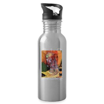 Rio1997 Collage Artwork - Trinkflasche mit integriertem Trinkhalm - Lightsilver - Rechts