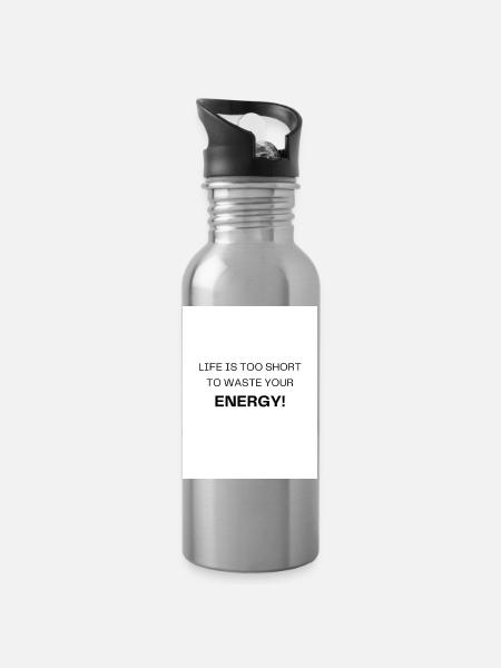 Vie trop courte – utiliser l’énergie de façon sensée - Gourde avec paille intégrée - argent clair