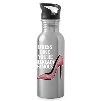 Dress like you're already famous - Rosa Heel - Trinkflasche mit integriertem Trinkhalm - Lightsilver - Rechts