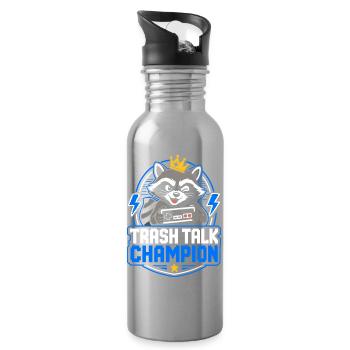 Trash Talk Champion – Gamer-Waschbär mit Krone - Trinkflasche mit integriertem Trinkhalm - Lightsilver - Rechts