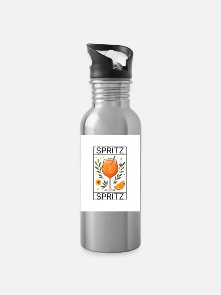 Spritz Glas Botanik Design - Trinkflasche mit integriertem Trinkhalm - Lightsilver