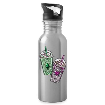Gemstone Iced Coffee – Pink & Green Crystal Drinks - Trinkflasche mit integriertem Trinkhalm - Lightsilver - Rechts