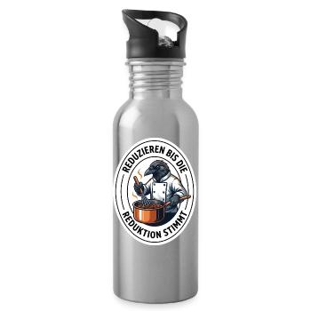 Sauce Reduktion Koch Saucier Gastronomie T-Shirt - Trinkflasche mit integriertem Trinkhalm - Lightsilver - Rechts