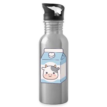 Milch - Trinkflasche mit integriertem Trinkhalm - Lightsilver - Rechts