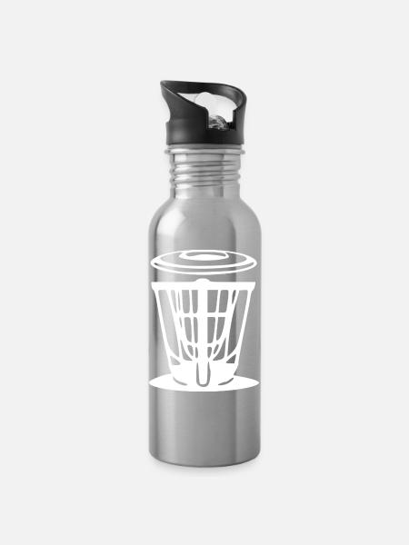 Discgolf Geschenkidee Spieler - Trinkflasche mit integriertem Trinkhalm - Lightsilver