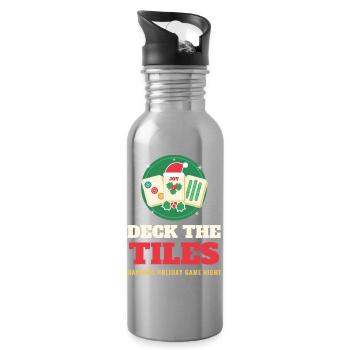 Deck die Steine – lustiges Mahjong-Weihnachtsspiel - Trinkflasche mit integriertem Trinkhalm - Lightsilver - Rechts
