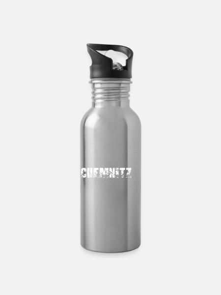 Chemnitz - Trinkflasche mit integriertem Trinkhalm - Lightsilver