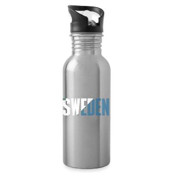Sweden Bold Flag Typography - Water bottle with straw - silver - Right
