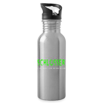 Schlosser Handwerker Design - Trinkflasche mit integriertem Trinkhalm - Lightsilver - Rechts