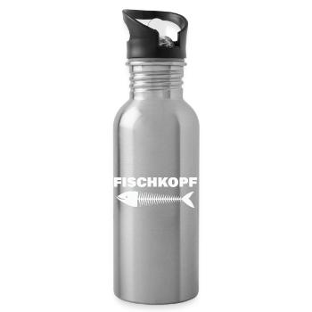 FISH HEAD - Water bottle with straw - silver - Right