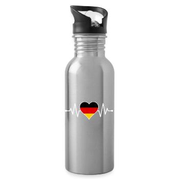 I Love Germany Flag Heart German Deutschland Tee - Trinkflasche mit integriertem Trinkhalm - Lightsilver - Rechts
