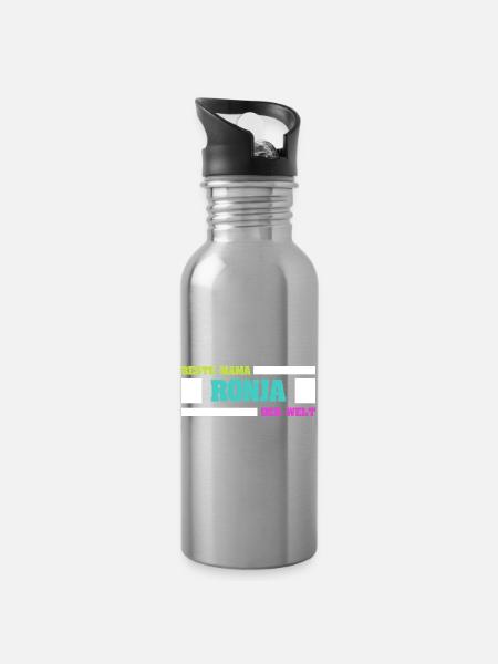 Mutter Ronja - Trinkflasche mit integriertem Trinkhalm - Lightsilver