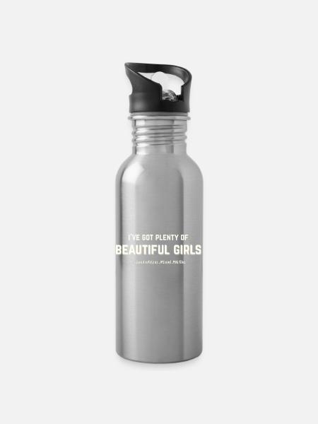 Beautiful Girls Stored as JPG and PNG - Water bottle with straw - silver