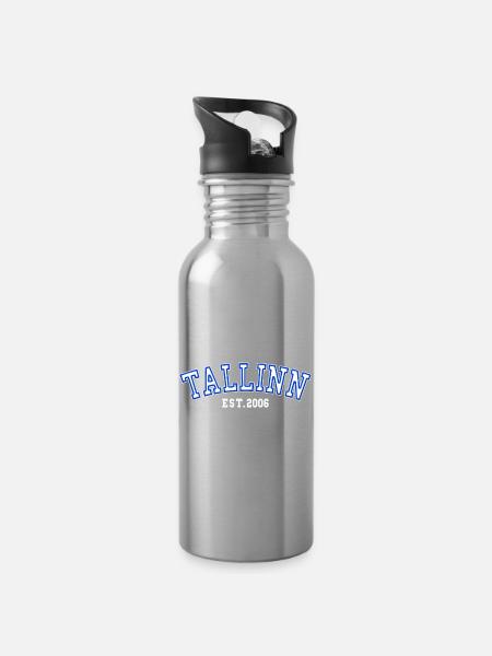 Tallinn gegründet 2006 - Trinkflasche mit integriertem Trinkhalm - Lightsilver