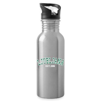 Ljubljana Est. 1996 - Water bottle with straw - silver - Right