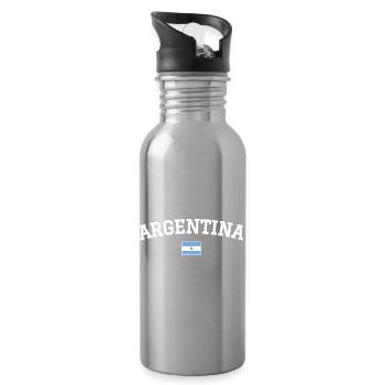 Argentina Flag Design White - Water bottle with straw - silver - Right
