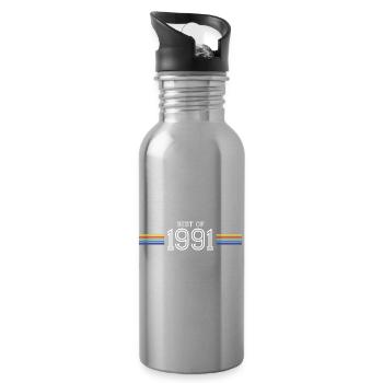 Best Of 1991 T-Shirt Humor Gift - Water bottle with straw - silver - Right