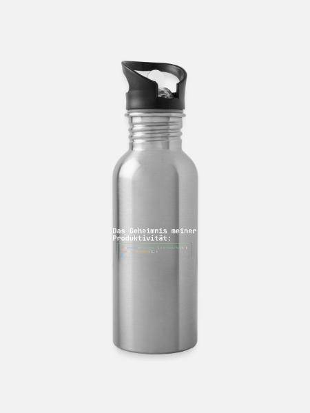 Programmierer Kaffee Geheimnis der Produktivität - Trinkflasche mit integriertem Trinkhalm - Lightsilver