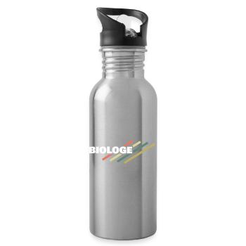 Biologe als Beruf - Trinkflasche mit integriertem Trinkhalm - Lightsilver - Rechts