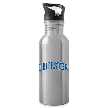 Leicester Lettering Shirt – UK City Motif - Water bottle with straw - silver - Right