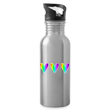 MOM. MOTHER's DAY. HAPPY MOTHER'S DAY. HEART - Water bottle with straw - silver - Right