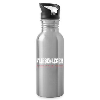 Fliesenleger Design - Trinkflasche mit integriertem Trinkhalm - Lightsilver - Rechts