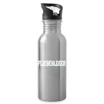 Fliesenleger Design - Trinkflasche mit integriertem Trinkhalm - Lightsilver - Rechts