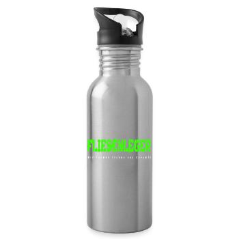 Fliesenleger Design - Trinkflasche mit integriertem Trinkhalm - Lightsilver - Rechts