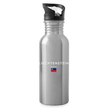 Flagge von Liechtenstein - Trinkflasche mit integriertem Trinkhalm - Lightsilver - Rechts