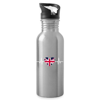 Union Jack Herzschlag - Trinkflasche mit integriertem Trinkhalm - Lightsilver - Rechts
