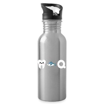 DTQ Funny French Pun Humorous Design - Water bottle with straw - silver - Right