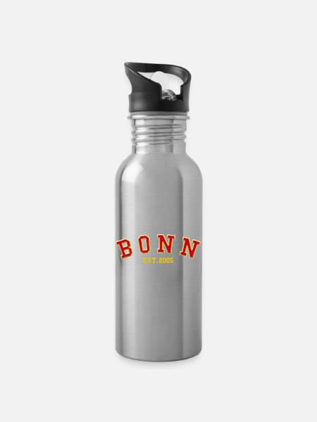 Bonn gegründet 2005 - Trinkflasche mit integriertem Trinkhalm - Lightsilver