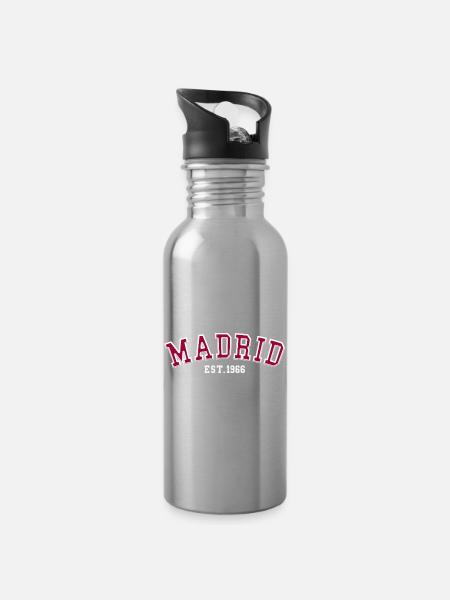Madrid gegründet 1966 - Trinkflasche mit integriertem Trinkhalm - Lightsilver