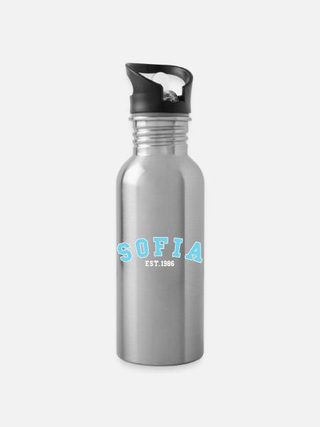 Sofia gegründet 1986 - Trinkflasche mit integriertem Trinkhalm - Lightsilver