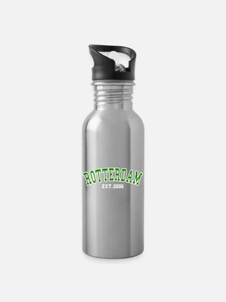 Rotterdam gegründet 2006 - Trinkflasche mit integriertem Trinkhalm - Lightsilver