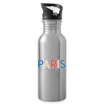Pariser Farbblocktypografie - Trinkflasche mit integriertem Trinkhalm - Lightsilver - Rechts