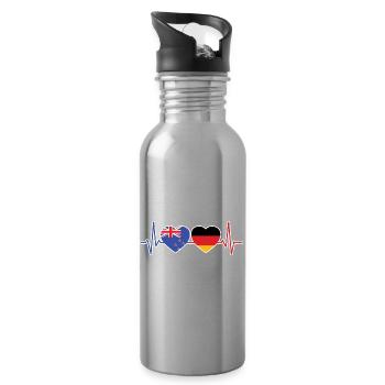 Nouvelle-Zélande Allemagne Néo-Zélandaise Allemand - Gourde avec paille intégrée - argent clair - Droite
