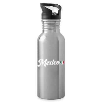 Mexiko-Drehbuch mit Flaggenherz-Fan Patriotisch - Trinkflasche mit integriertem Trinkhalm - Lightsilver - Rechts