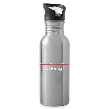 pfälzische sprüche, bitte zur seite, achtung - Trinkflasche mit integriertem Trinkhalm - Lightsilver - Rechts