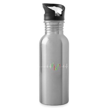 Heartbeat Chart Neon - Water bottle with straw - silver - Right