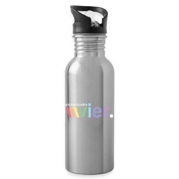 Wild, cheeky and finally four - Water bottle with straw - silver - Right