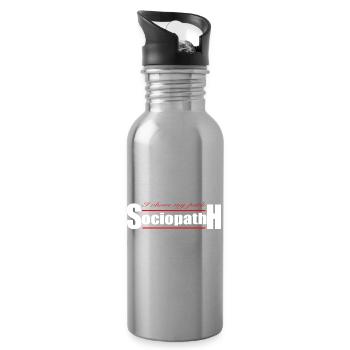 Soziopath - Trinkflasche mit integriertem Trinkhalm - Lightsilver - Rechts