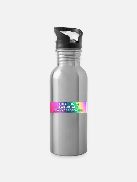 Lebe stets so, dass die AfD etwas dagegen hat. - Trinkflasche mit integriertem Trinkhalm - Lightsilver